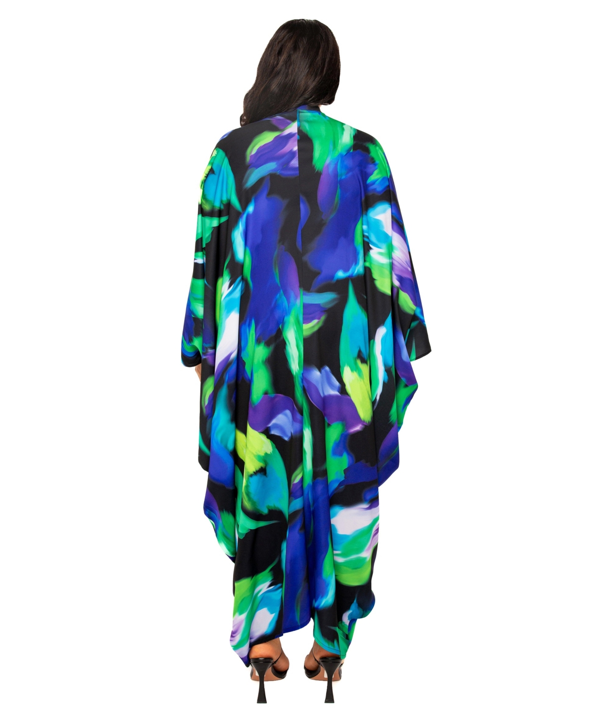 Buxom Couture Abstract Print Long Sleeve Caftan In Multi
