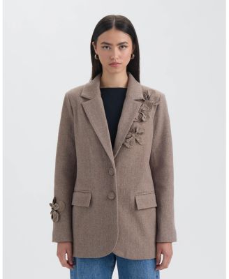 NVLT Women's Blazer with 3D Flowers and Embroidery