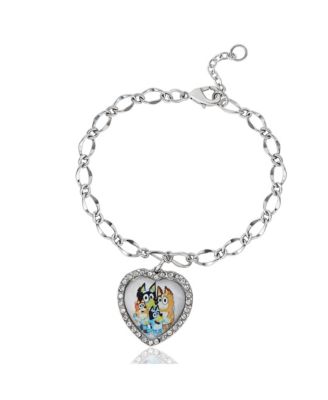 Heart Pendant Chain Bracelet - Silver Tone