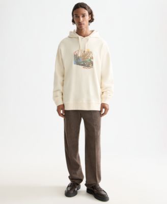 Men's Loose Fit Embroidered Artwork Hoodie