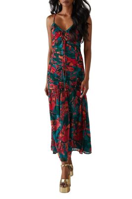 Women's Chiffon Gathered Channel Midi Dress