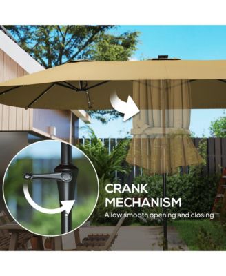 13' Double-Sided Patio Umbrella with Solar Lights and Crank