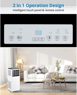 8,000 BTU Portable AC - 3-in-1 Cooling, Fan & Dehumidifier, Smart Unit with LED Display - Portable AC