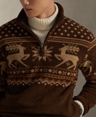 Men's Brushed Fleece Quarter-Zip Pull-On Sweater