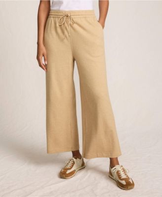 Women's Sport Knit Elastic Waist Wide Leg Crop Pants
