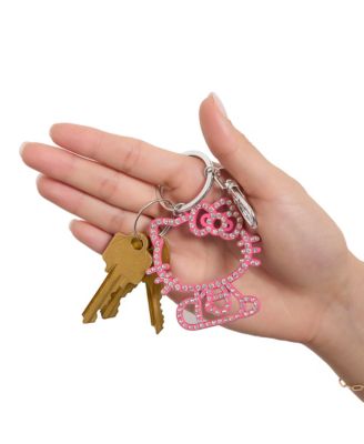 Pink Silhouette Outline Crystal Keychain