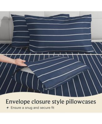 LuxClub 3-PC Striped Silky Soft Cooling Deep Pocket Sheet Set, Twin