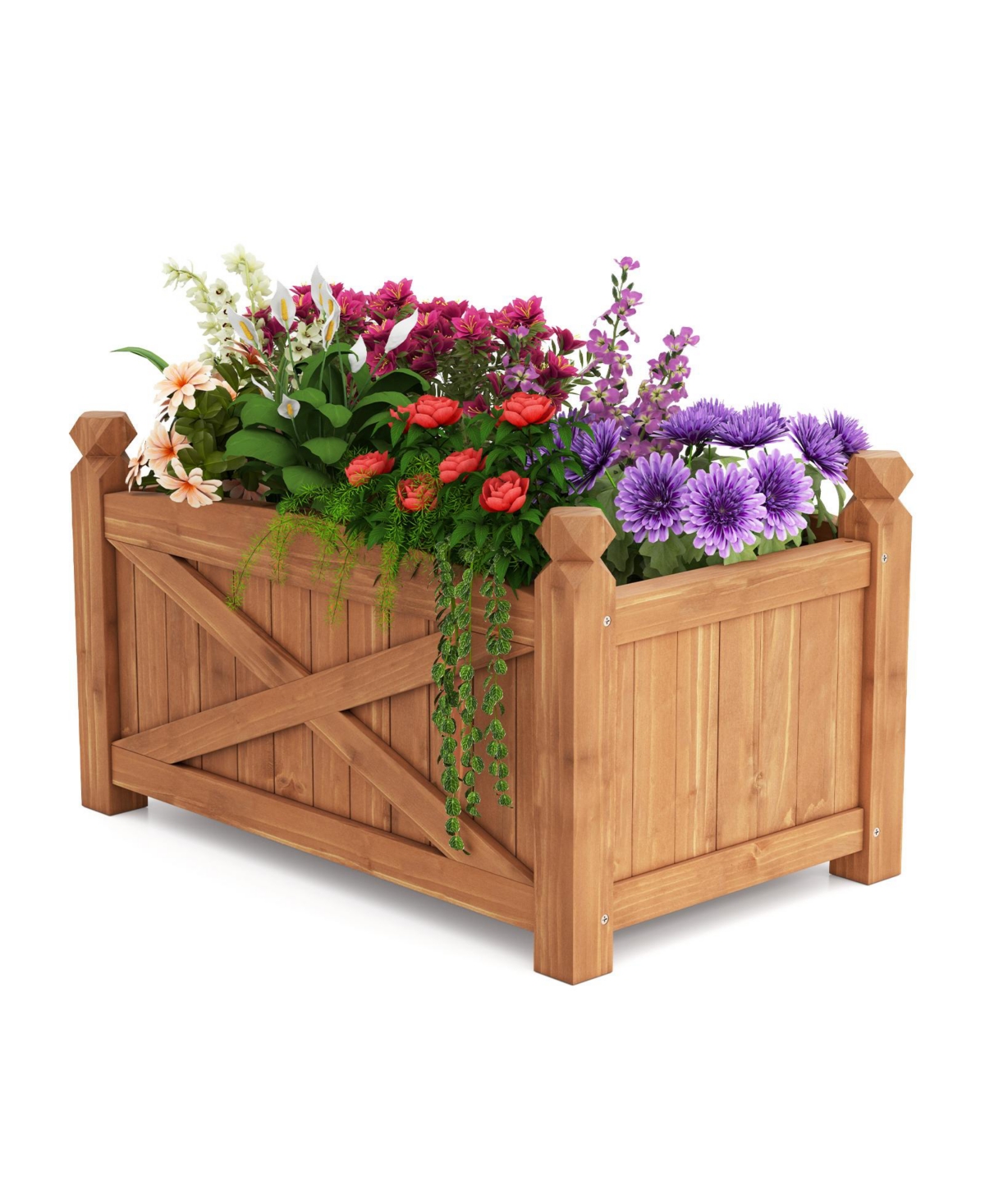 Gymax Wooden Raised Garden Bed Elevated Outdoor Planter Box w/ Drainage Holes for Patio