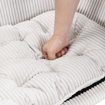 Beige Corduroy Elevated Pet Couch with Wood Legs