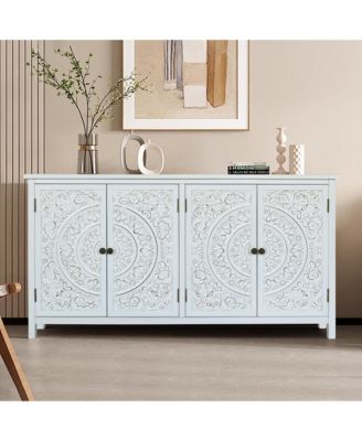 60" White Accent Storage Cabinet with 4 Doors