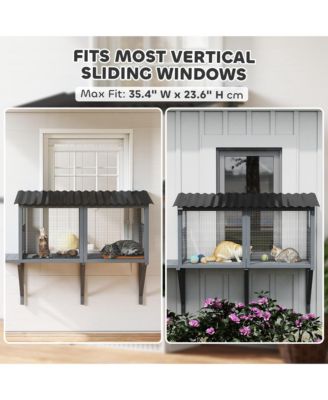 Outdoor Cat Catio, Cat Enclosure Window Perch with Jumping Platform