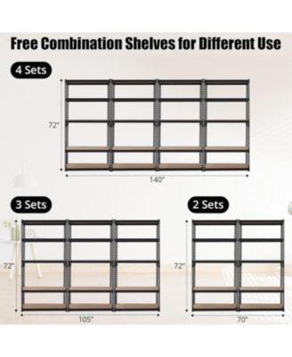 Heavy Duty Storage Shelves, 5-Tier Adjustable Garage Shelving Unit, Metal Storage Utility Rack Shelf for Warehouse, Pantry, Kitchen, Basement, 35" W x 18" D x 72" H, Black