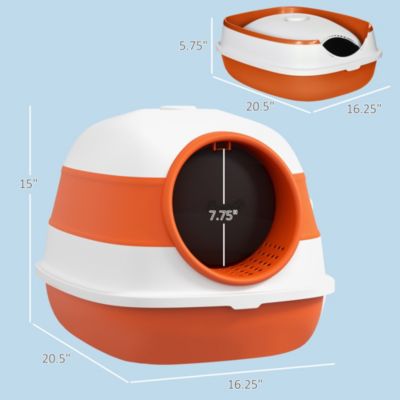 Covered Cat Litter Box with Lid Two Way Door