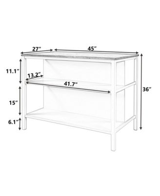 CASAINC 45" Solid Wood Butcher Block with Open Shelves Kitchen Island