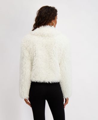Women's Short Notch Collar Faux Fur Jacket