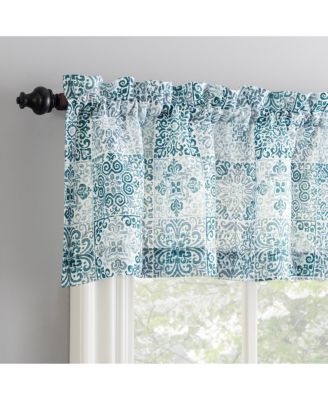 Greco Mosaic Semi-Sheer Rod Pocket Kitchen Curtain Valance