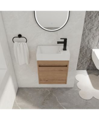 18 Inch Bathroom Vanity with White Resin Sink and Soft-Close Cabinet Door