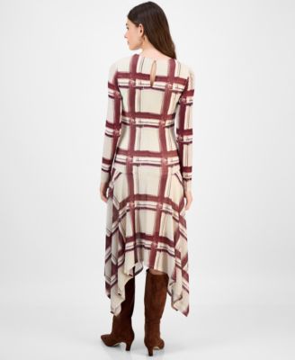 Women's Jendice Mesh Plaid Print Midi Dress