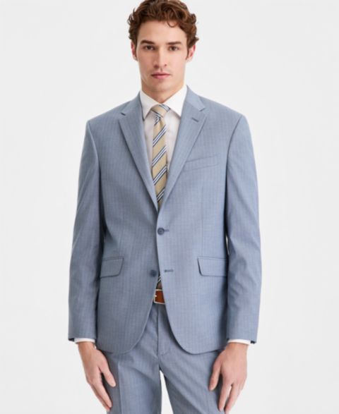 Мужская куртка Kenneth Cole Reaction Pinstripe Slim-Fit Techni-Cole Suit Separate, цвет: Синий
