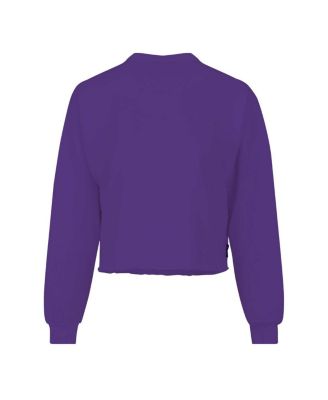 Women's Purple LSU Tigers Slouchy Cropped Long Sleeve T-Shirt