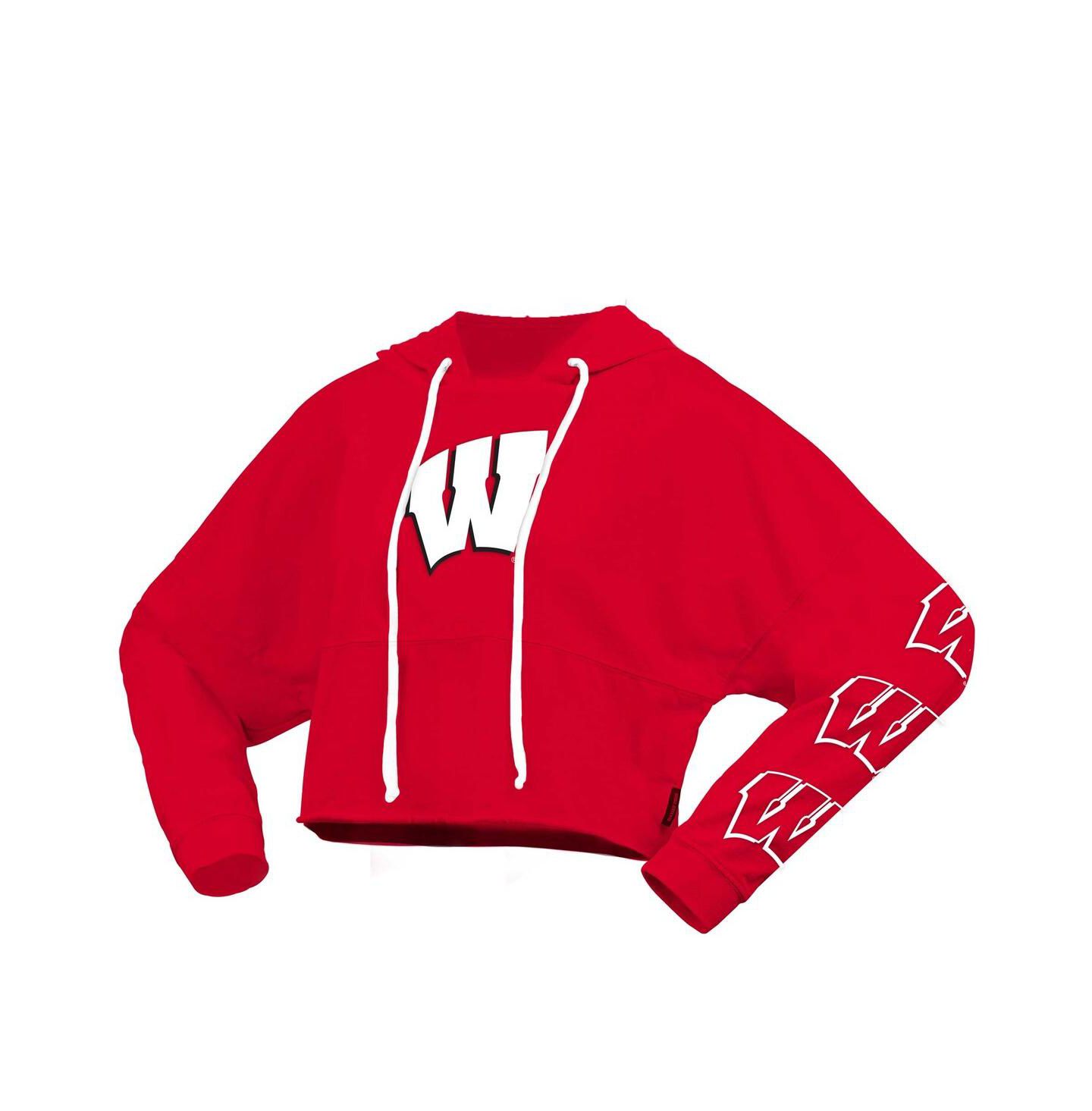 Женское худи Spirit Jersey Red Wisconsin Badgers Oversized Cropped Pullover — фото 3