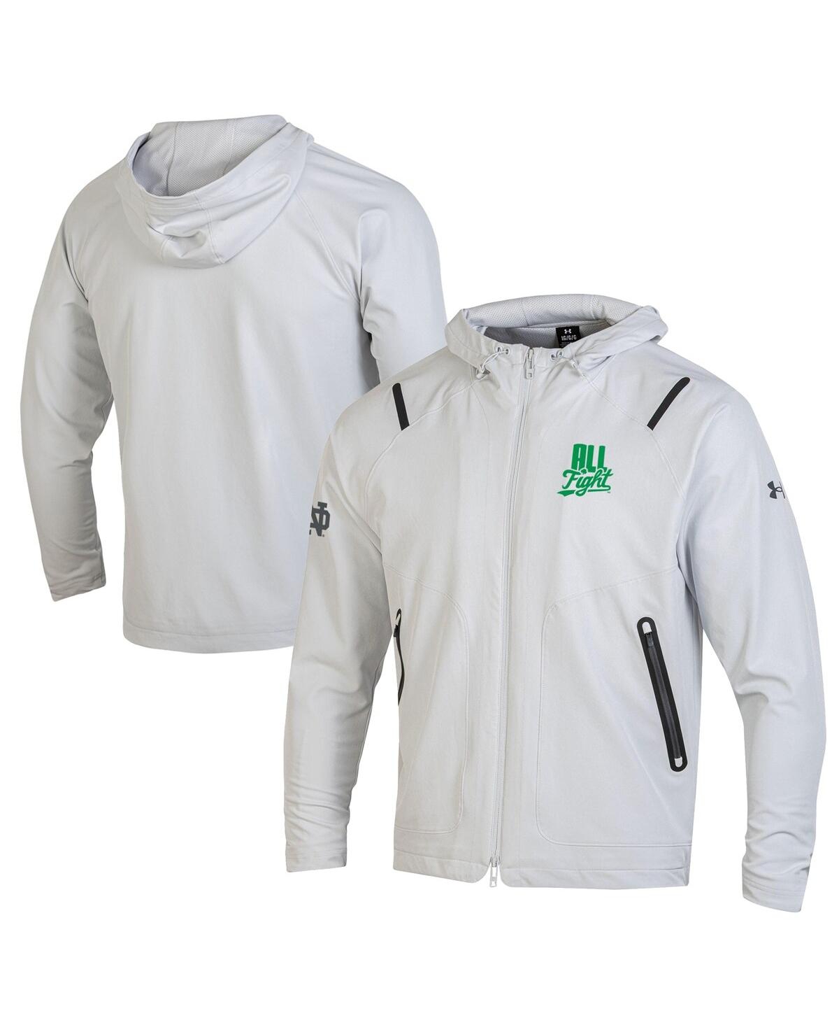Under Armour Men's White Notre Dame Fighting Irish All Fight Unstoppable Full-zip Hooded Jacket In White