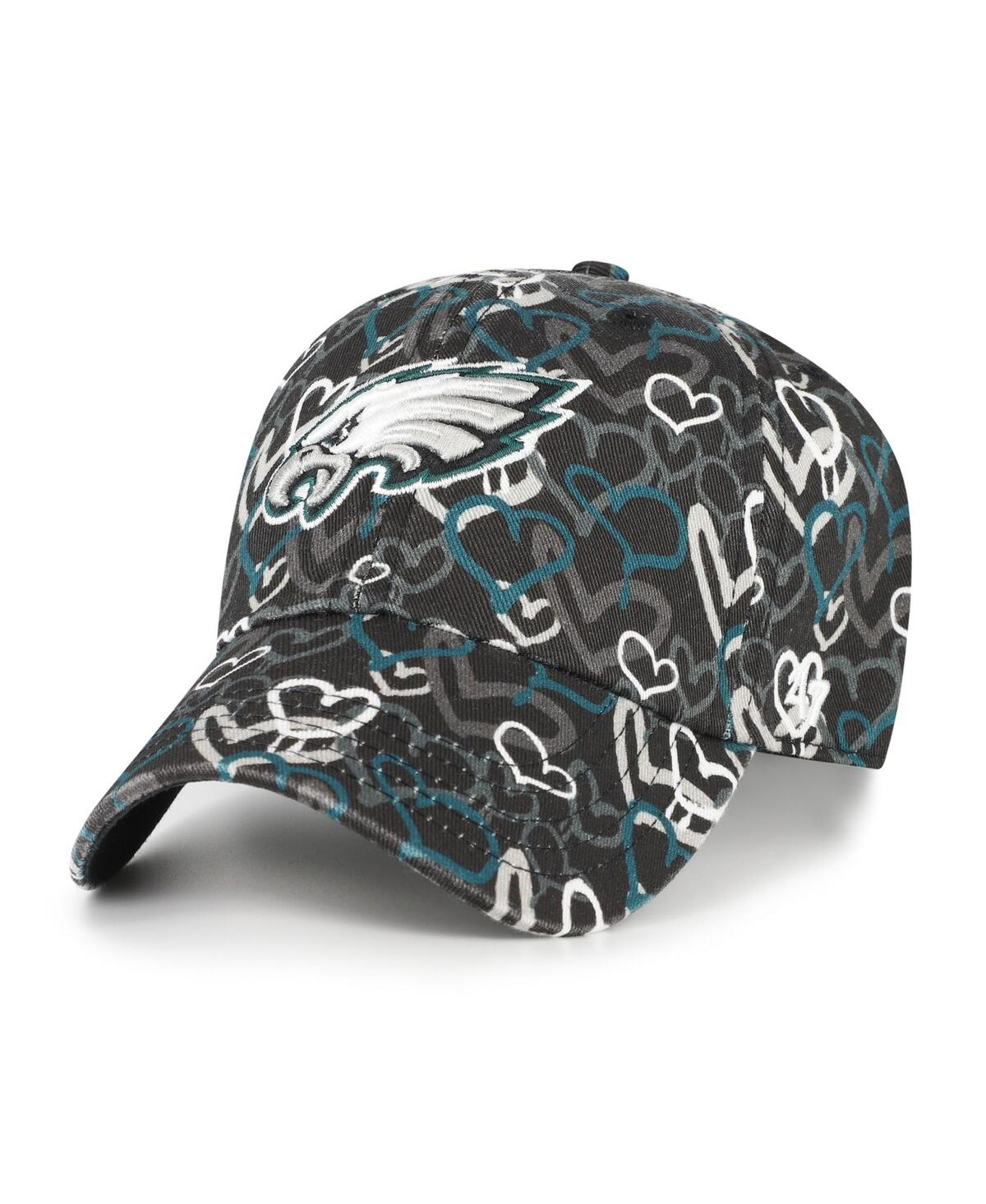 '47 Brand Girls Preschool Black Philadelphia Eagles Mural Clean Up Adjustable Hat