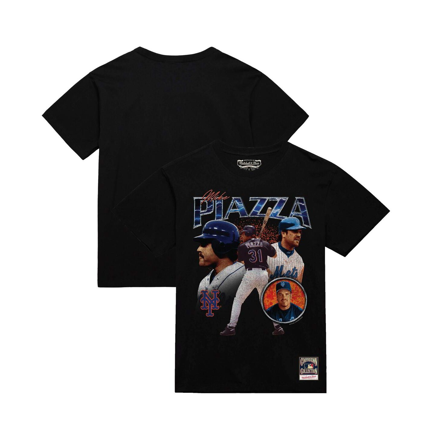 Мужская футболка Mitchell & Ness Mike Piazza Black New York Mets 2000 Subway Series 25th Anniversary Power — фото 1