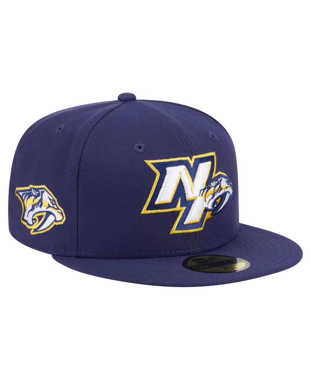 New Era Men's Navy Nashville Predators Deceptor 59fifty Fitted Hat In Blue