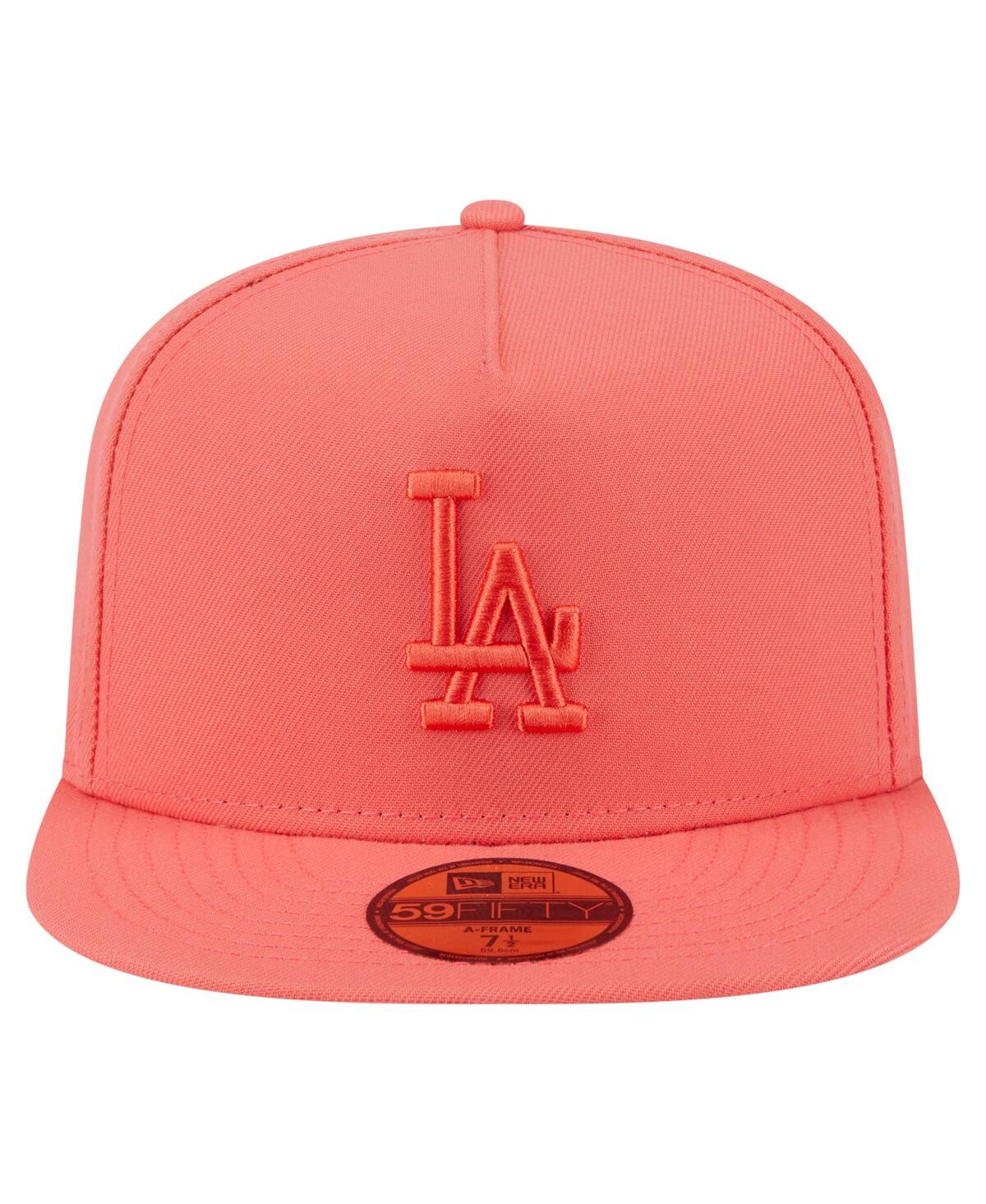 New Era Men's Coral Los Angeles Dodgers Color Pack A-frame 59fifty Fitted Hat In Orange