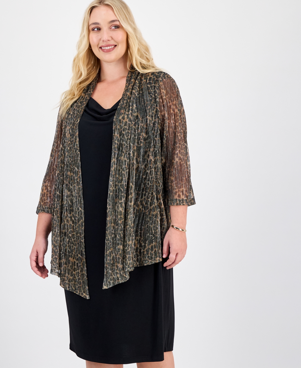 Connected Plus Pleated Jersey Jacket Dress