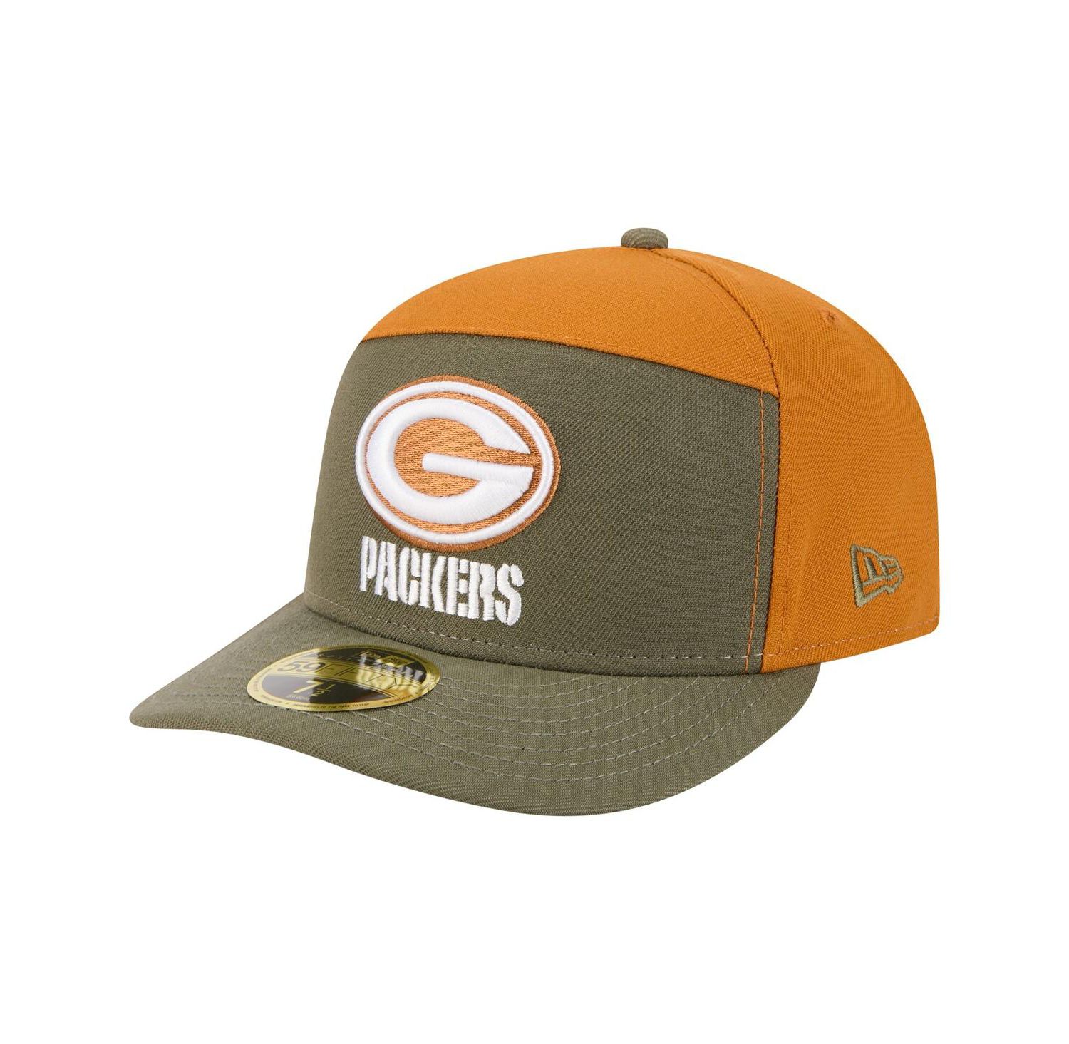 Men's Olive/Brown Green Bay Packers Two-Tone Color Pack Split Panel 59FIFTY Fitted Hat