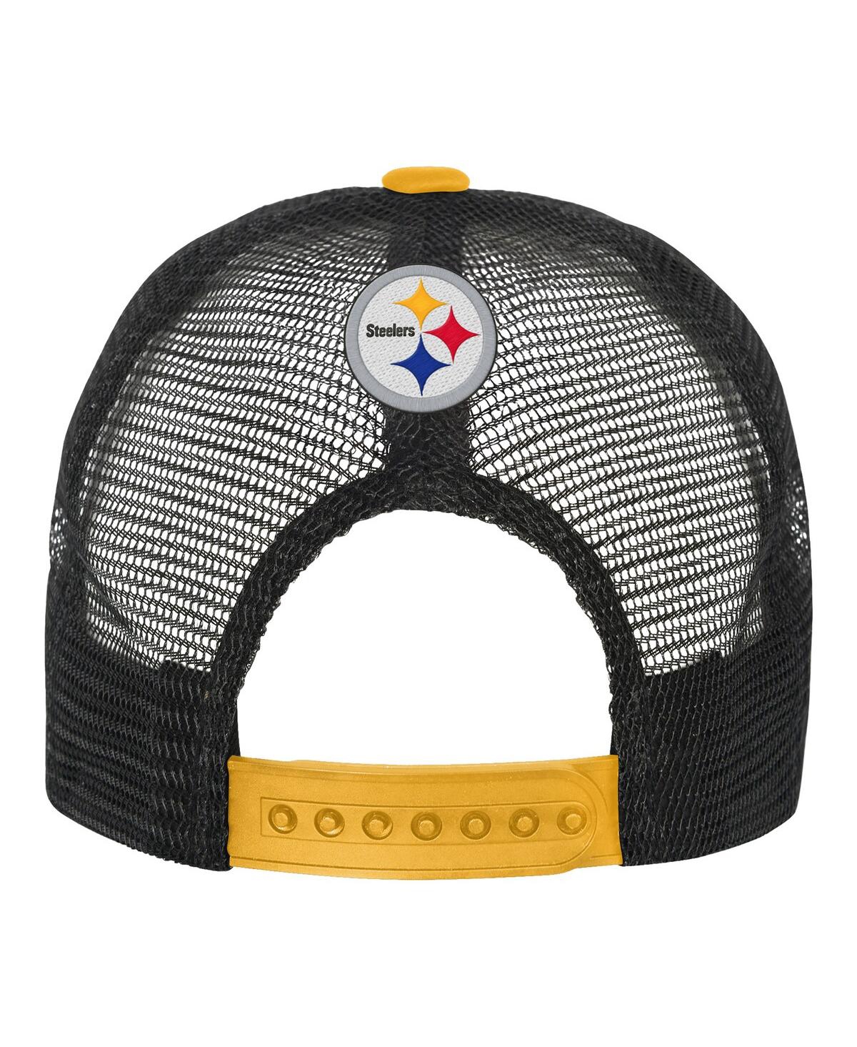 Outerstuff White/gold Pittsburgh Steelers Modern Fan Trucker Adjustable Hat In Multi