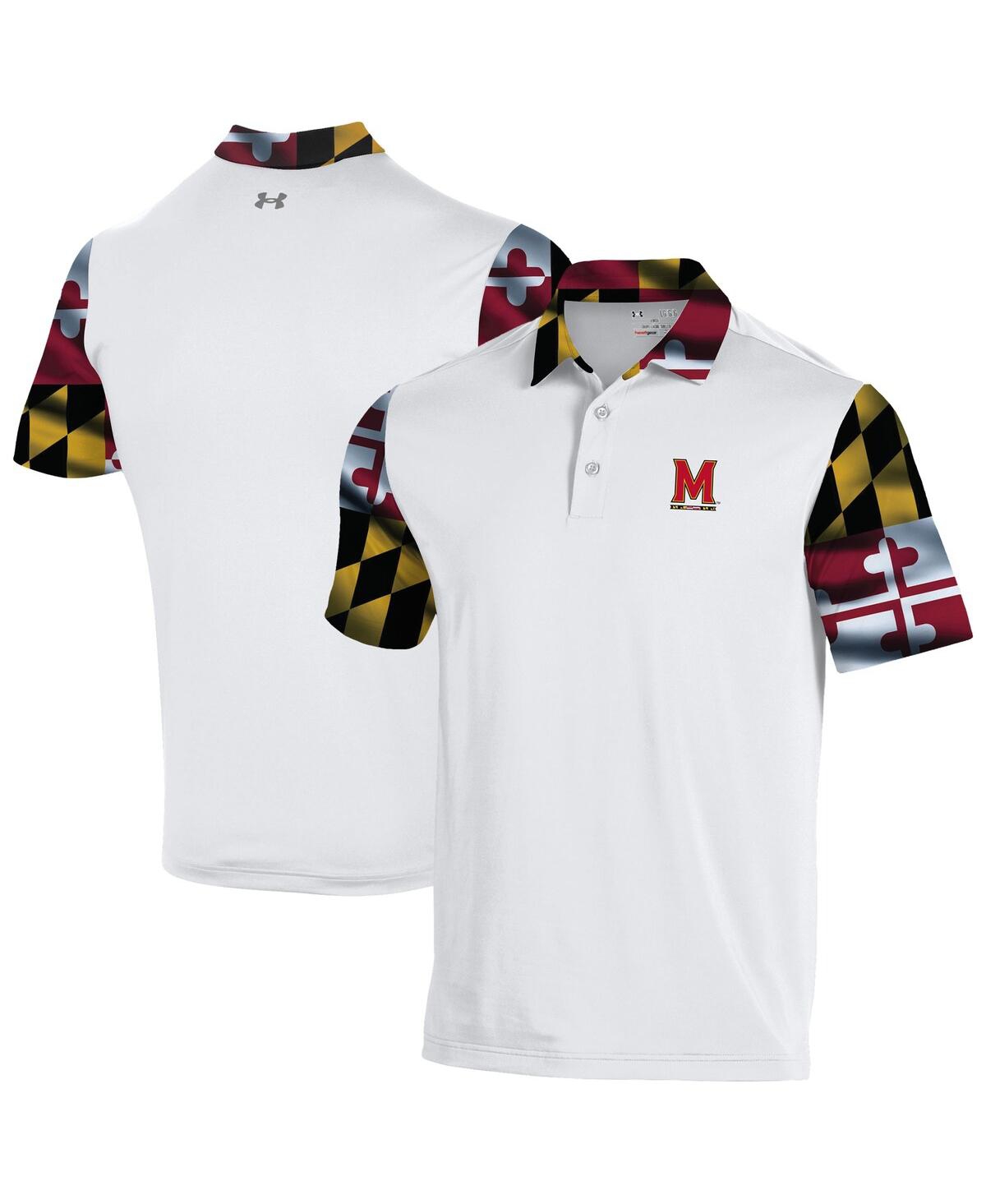 Under Armour White Maryland Terrapins Gameday Armourfuse Polo In White