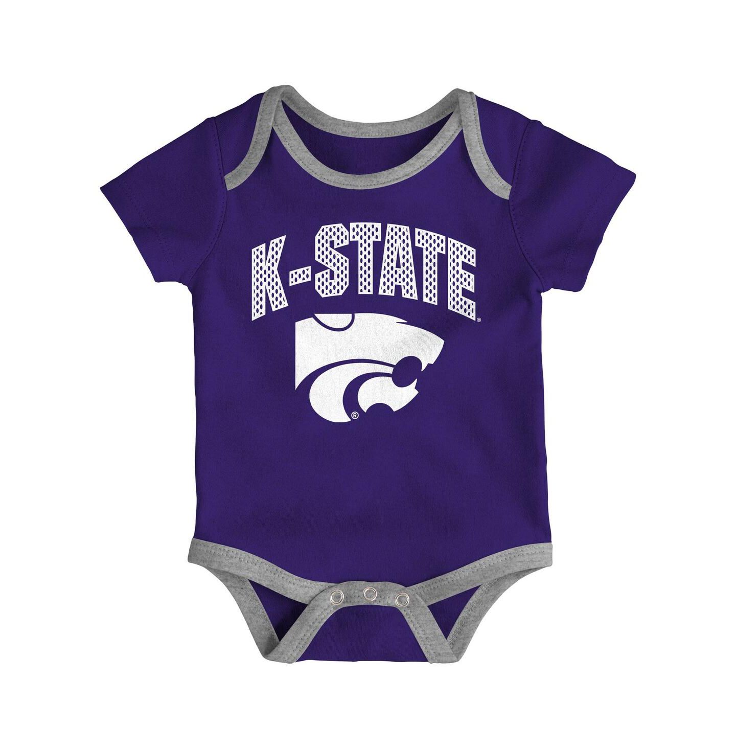 Outerstuff Baby Boys and Girls Kansas State Wildcats 3-Pack All Day Play Bodysuit Set — фото 4