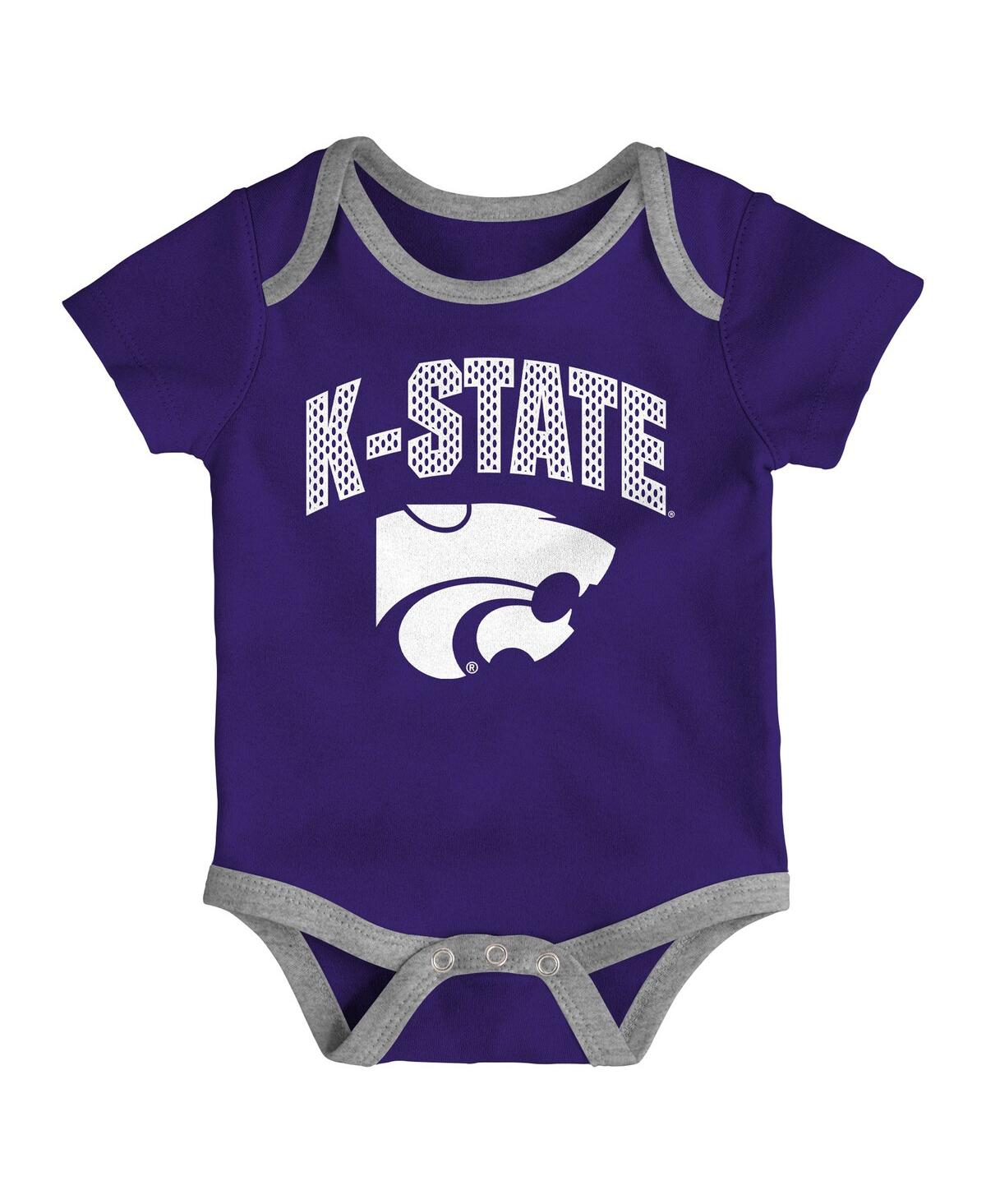 Outerstuff Baby Boys And Girls Kansas State Wildcats 3-pack All Day Play Bodysuit Set In Blue