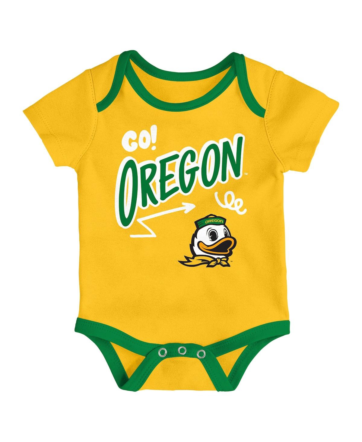 Outerstuff Baby Boys And Girls 3-piece Oregon Ducks All Day Play Bodysuit Set In Multi
