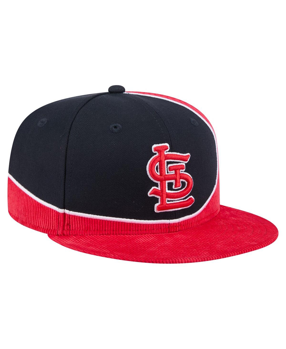 New Era Men's Red/navy St. Louis Cardinals Retro Split Corduroy Snapback Hat In Red