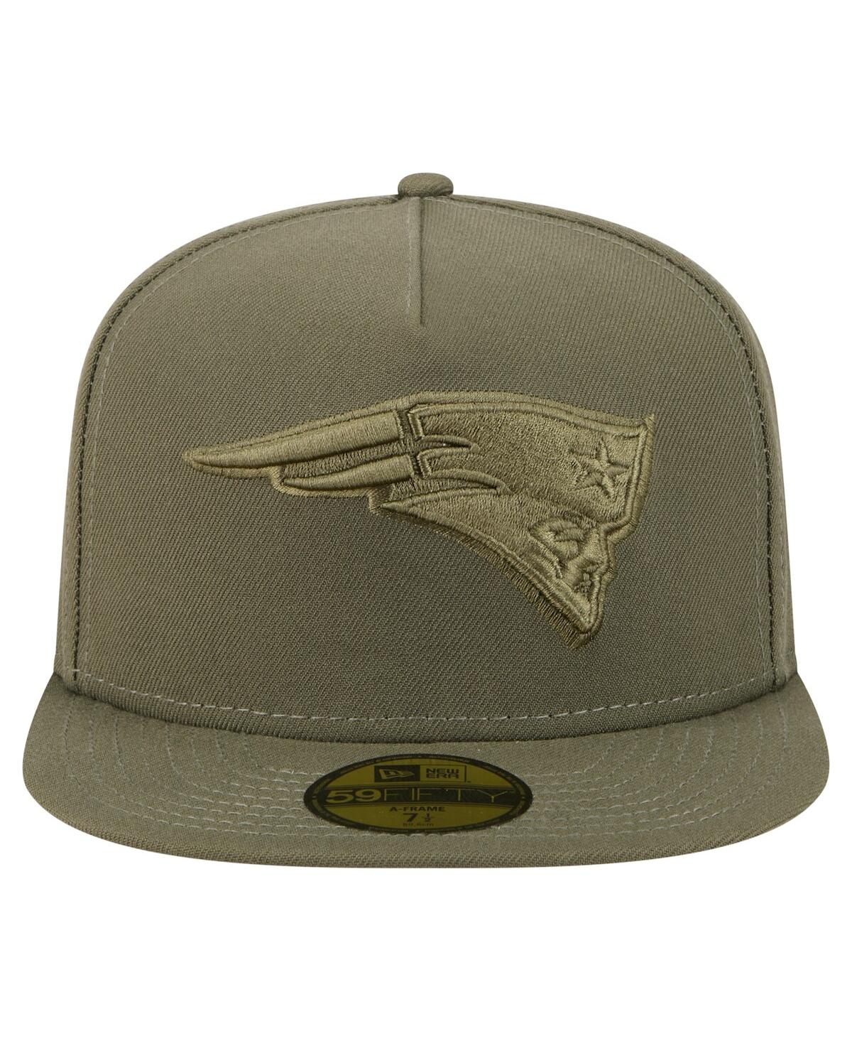 New Era Men's Olive New England Patriots Color Pack A-frame 59fifty Fitted Hat In Green