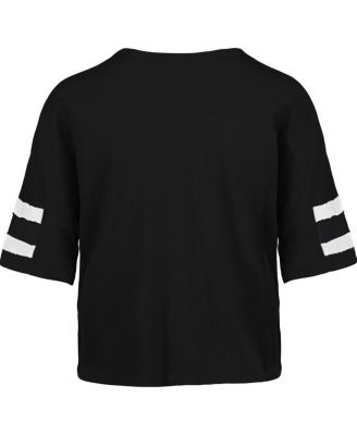 Women's Black Pittsburgh Steelers Premier Scout Cropped V-Neck T-Shirt