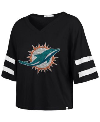 Women's Black Miami Dolphins Premier Scout Cropped V-Neck T-Shirt