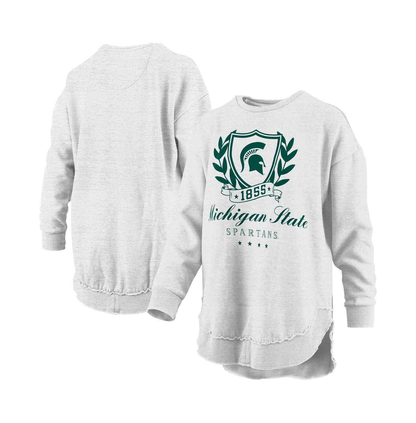 Женская толстовка Pressbox Heather Gray Michigan State Spartans Field Day Mélange Poncho Pullover — фото 1