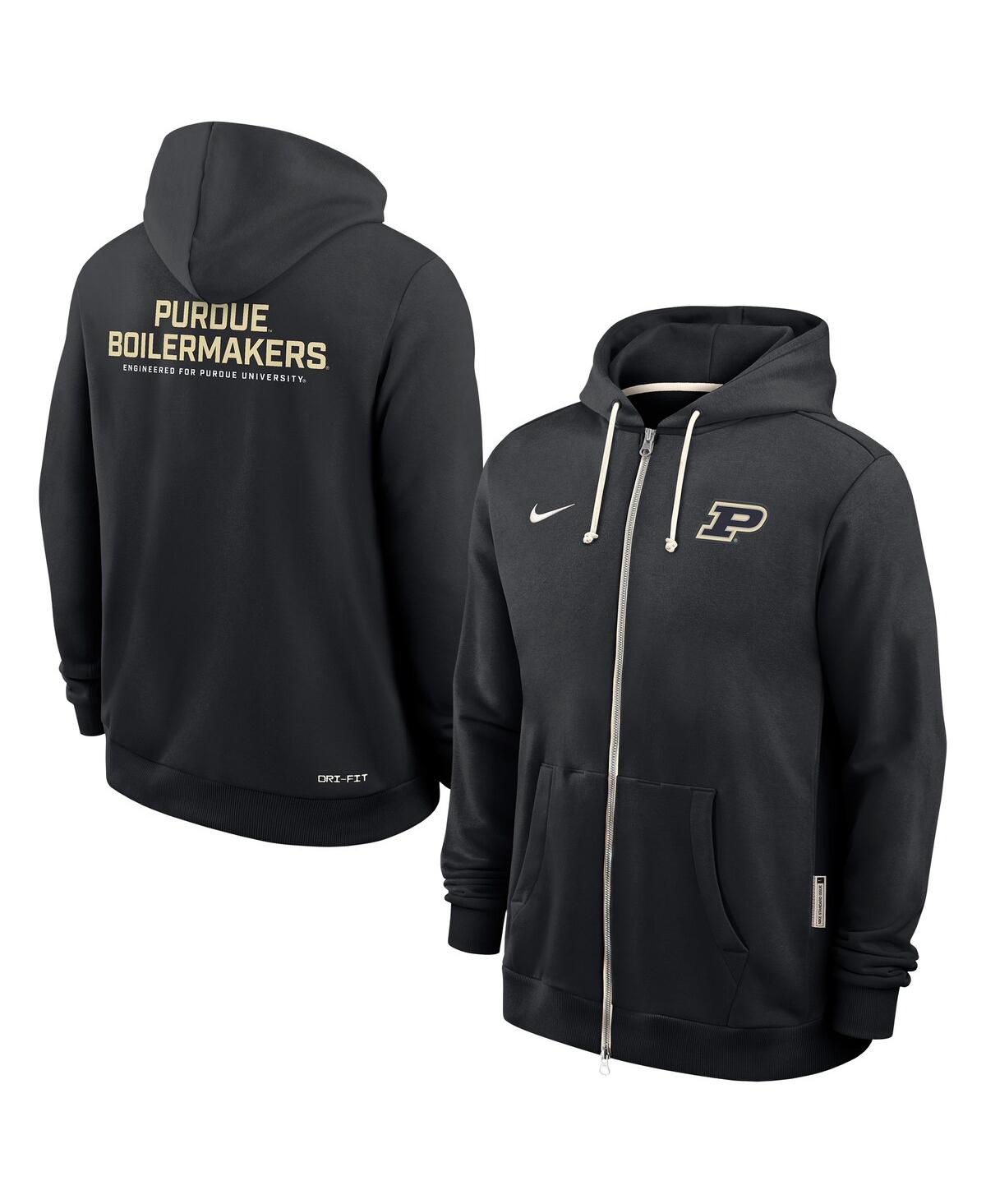 Nike Men's Black Purdue Boilermakers 2025 Sideline Performance Full-zip Hoodie In Black