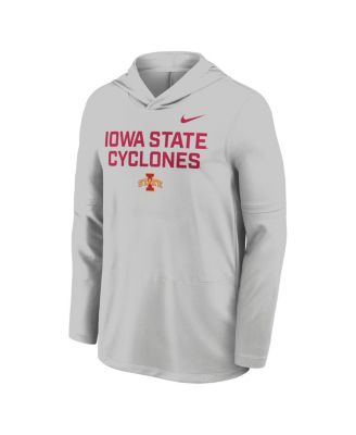 Men's Gray Iowa State Cyclones 2025 Sideline Dri-FIT Long Sleeve Hoodie T-Shirt