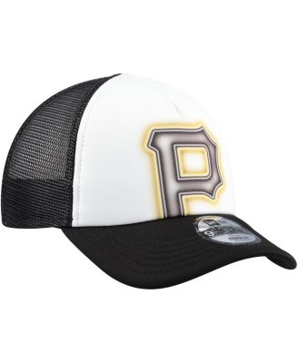 Toddler White/Black Pittsburgh Pirates Painted A-Frame 9FORTY Trucker Adjustable Hat