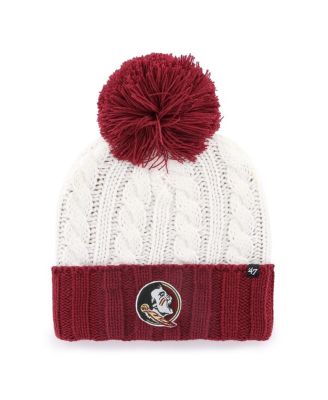 '47 Brand - Women's White Florida State Seminoles Fireside Cuffed with Pom Knit Hat