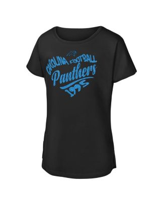 Outerstuff - Big Girls Black Carolina Panthers Script Heart Dolman T-Shirt