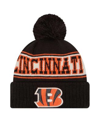 New Era - Big Boys and Girls Black Cincinnati Bengals Retro Cuffed Knit Hat with Pom