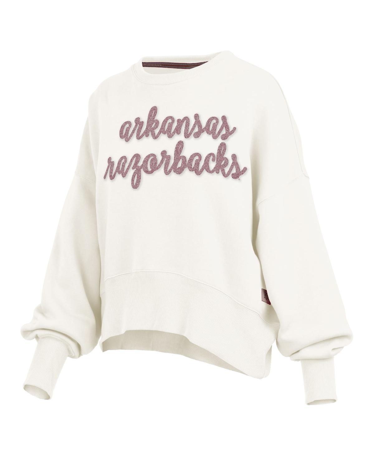 Pressbox Women's Cream Arkansas Razorbacks Chelsea Oversized Pullover Sweatshirt