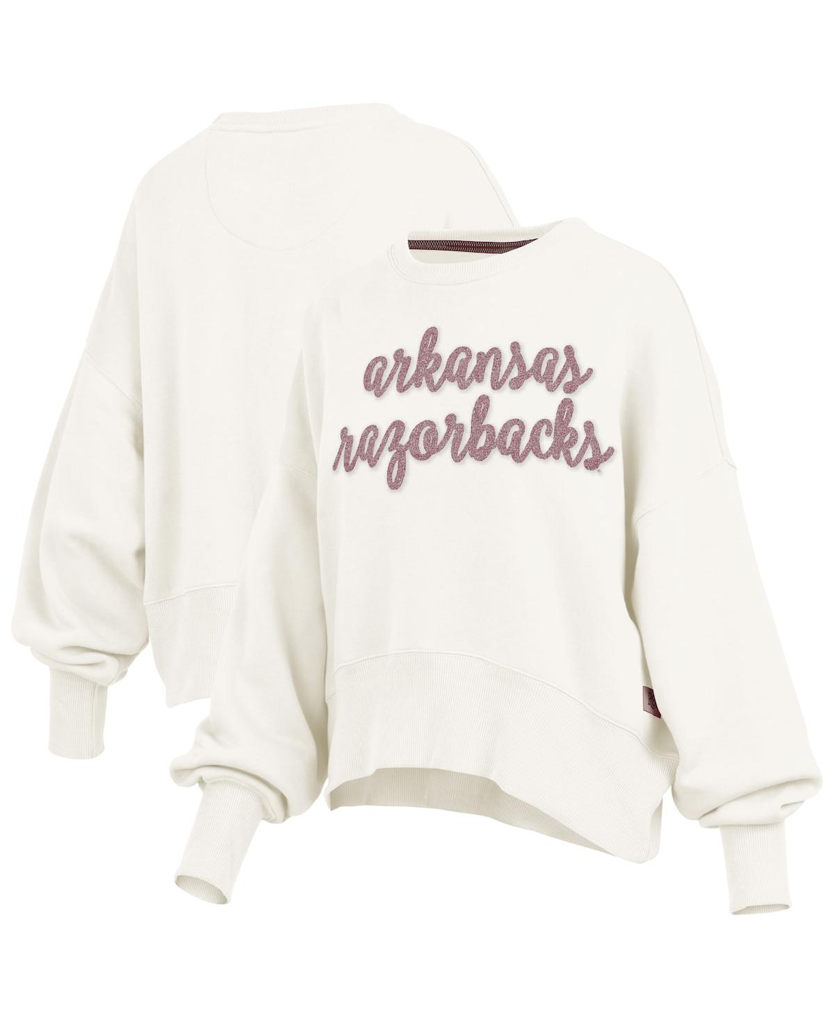 Pressbox Women's Cream Arkansas Razorbacks Chelsea Oversized Pullover Sweatshirt